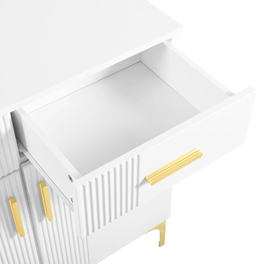 Credenza con 2 ante e 2 cassetti - per soggiorno - in MDF - 80x35x79.5 cm - bianco
