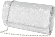 Borsa a catena, borsa da sera con glitter, borsa elegante per regali, borsa a catena, borsa per spalla per matrimoni, feste, uscite, regali di Madre per la mamma (argento)