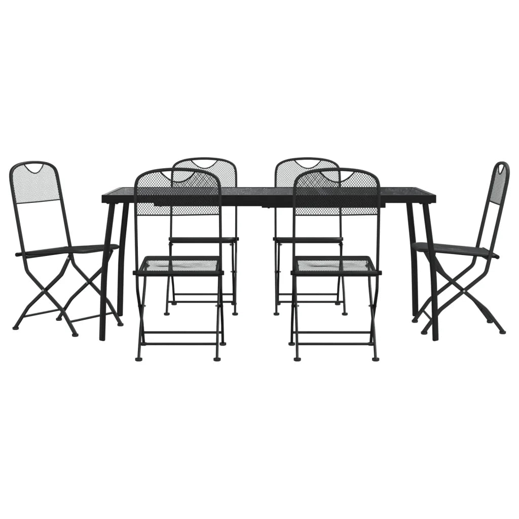Set da Pranzo da Giardino 7pz | Set Salotto da Giardino Antracite in Rete Metallica