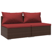 Set di mobili da giardino mobili da esterno set da 2 pezzi con cuscini resina intrecciata marrone 02_0015903