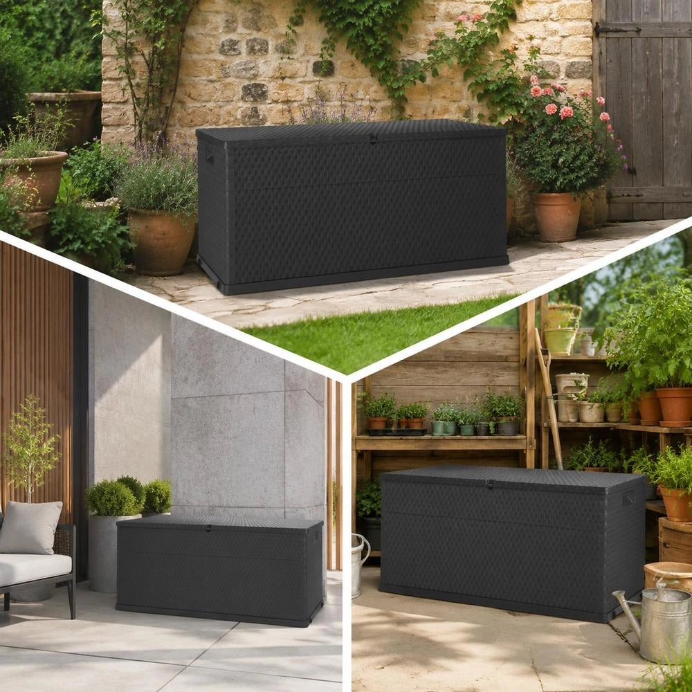 Garden Storage Box, Anthracite, 120x56x63 Cm, PP Rattan