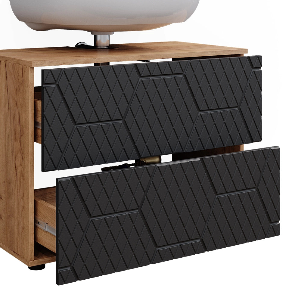 Vicco Set mobili bagno Antracite con struttura a nido d'ape 4 pezzi, con cassettiera e colonna