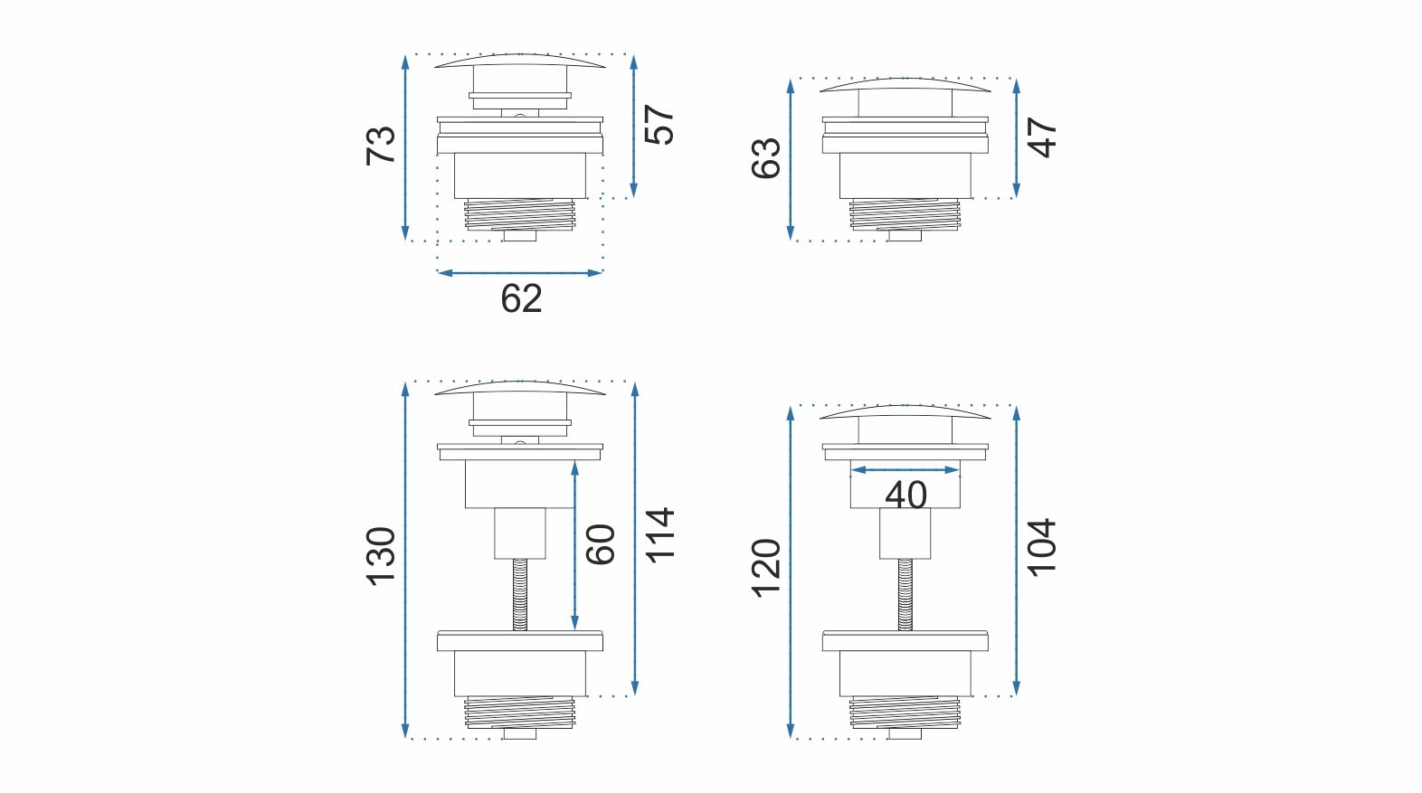 Tappo Per Lavabo Universale Klik-klak Rea White Mat