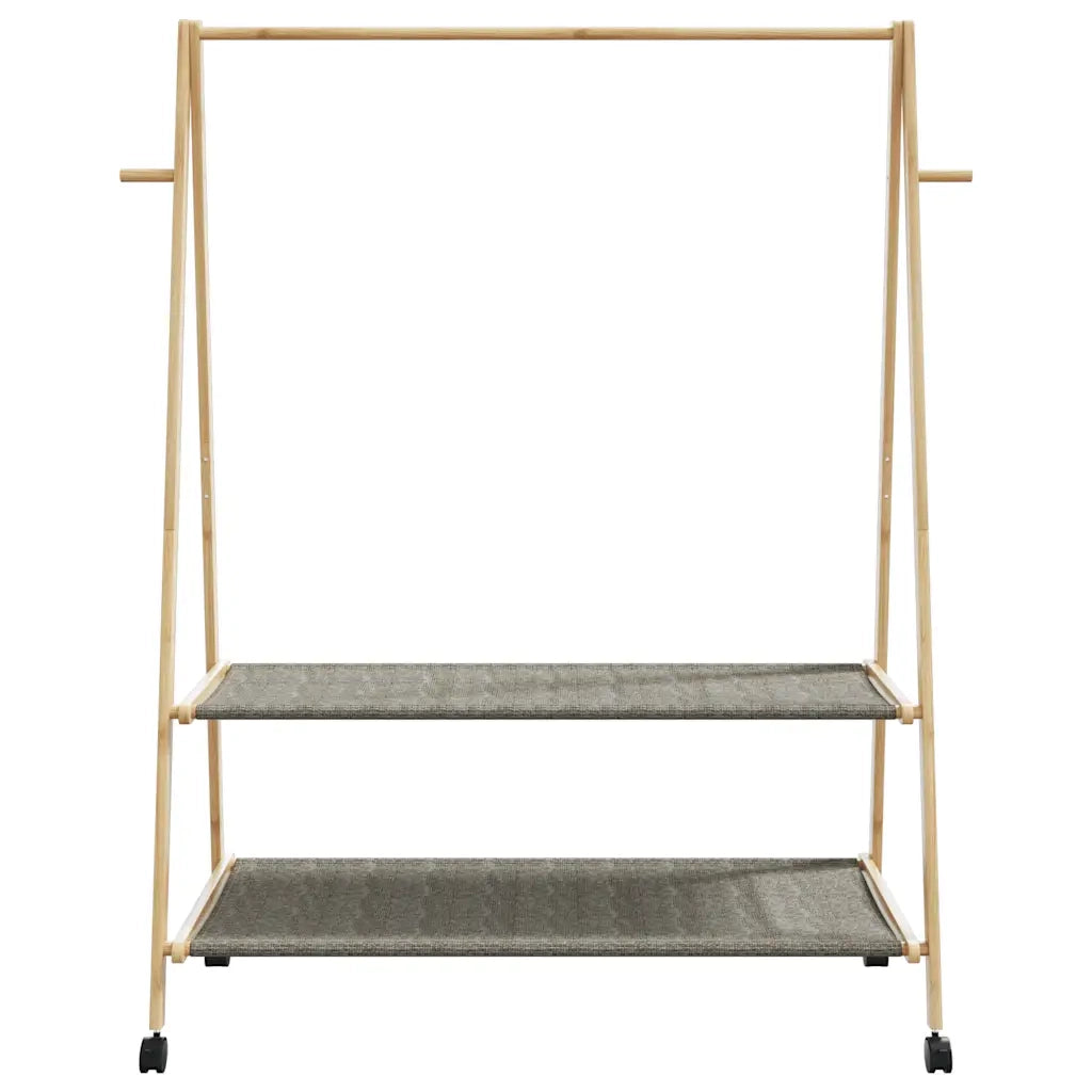 Appendiabiti con Ripiani e Ruote 132x45,5x155,5 cm in Bambù 4008913