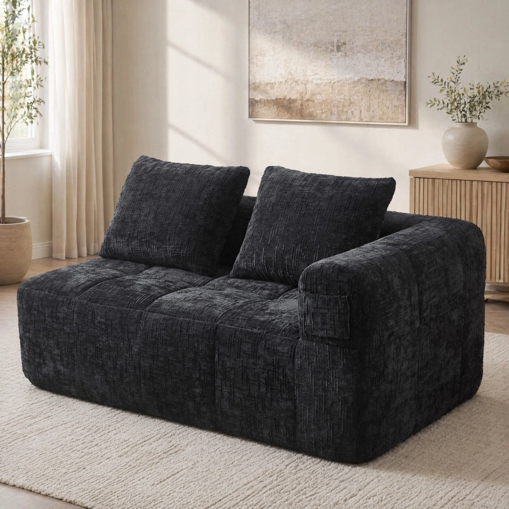 DIVANO Chaise Lounge 158x90x60 cm in Chenille Nero
