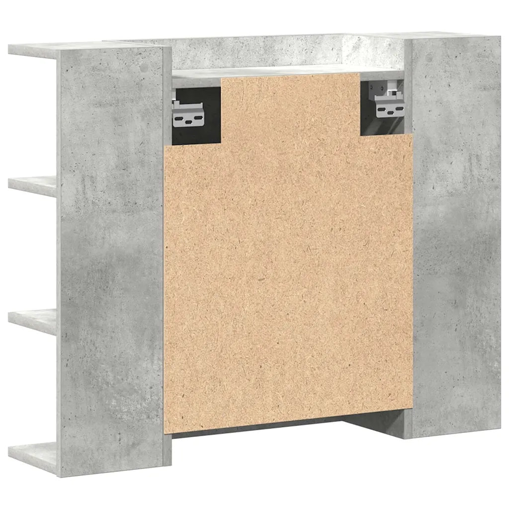 Mobile bagno con specchio-Armadietto a Specchio da Bagno-Mobile bagno con specchio Grigio Cemento 80x20,5x64 Multistrato