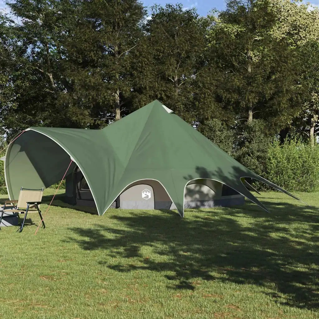 Tenda Teepee 9 Persone Verde e Grigio 502 x 502 x 297 cm