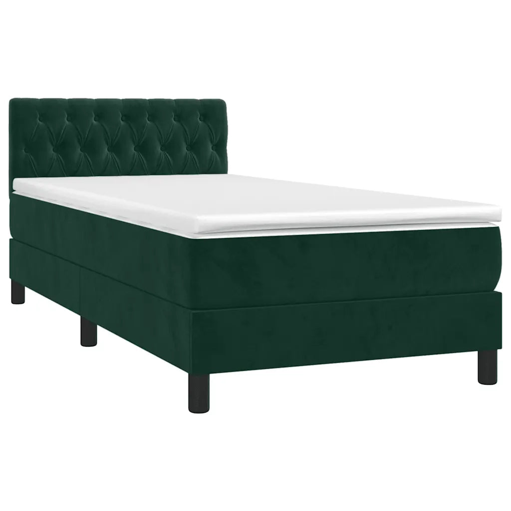 Giroletto a Molle con Materasso Verde Scuro 90x200 cm Velluto cod mxl 61484