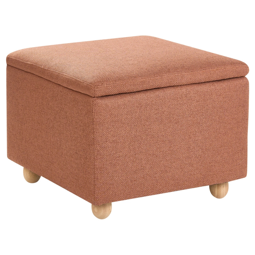 Pouf contenitore Marrone dorato Tessuto Finitura idrorepellente Poggiapiedi imbottito con contenitore Seduta per ingresso