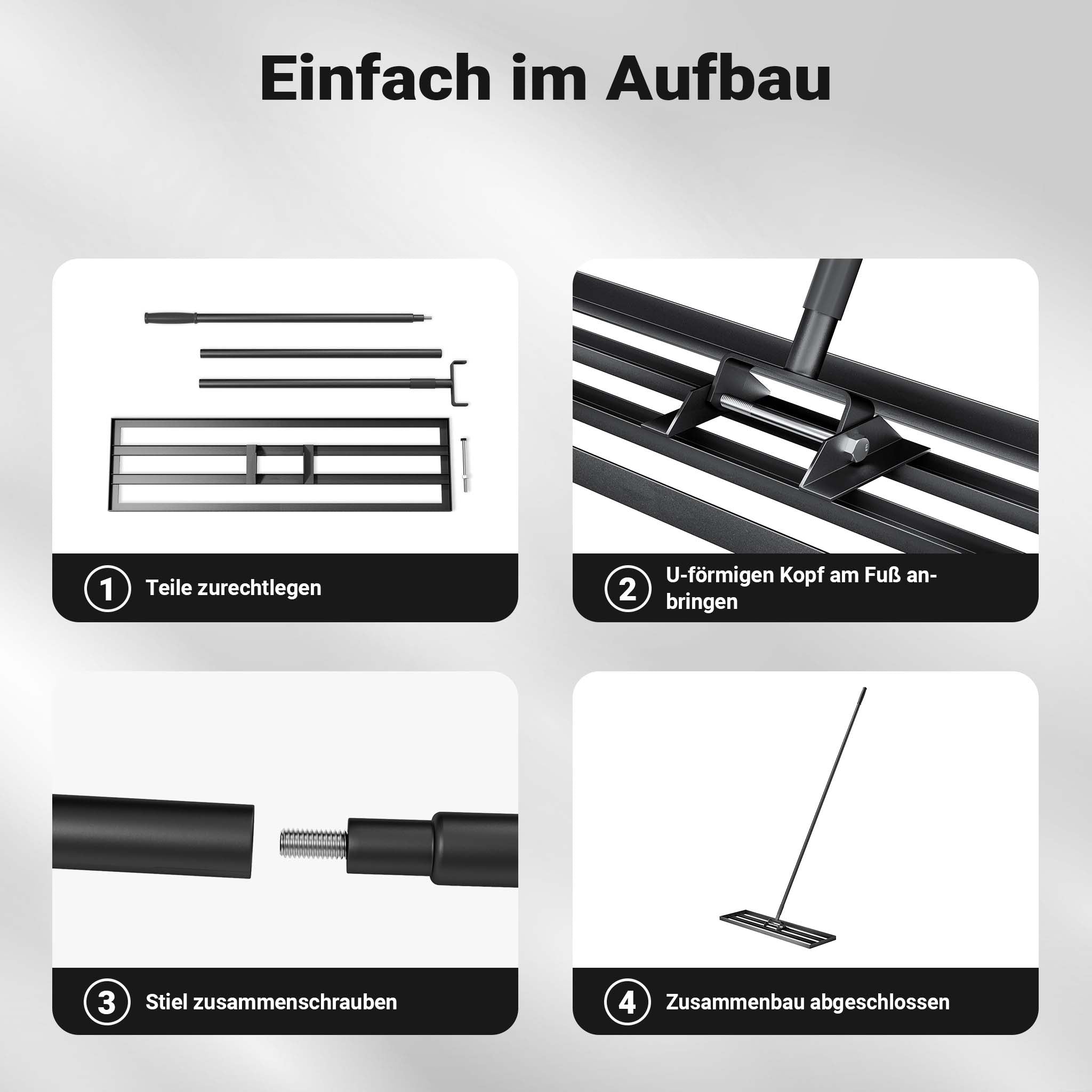 Rastrello livellatore in alluminio 75 x 25 cm, per livellamento e sabbiatura di terreni prati