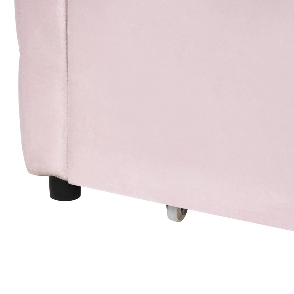 Letto con contenitore con cassetti in velluto rosa pastello 90 x 200 cm stanzetta design elegante