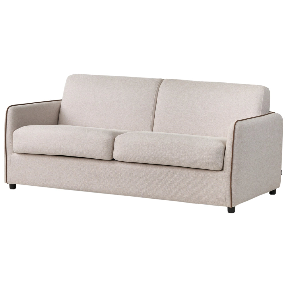 Divano letto in tessuto beige chiaro imbottito a 2 posti trasformabile con gambe in plastica Soggiorno moderno minimalista