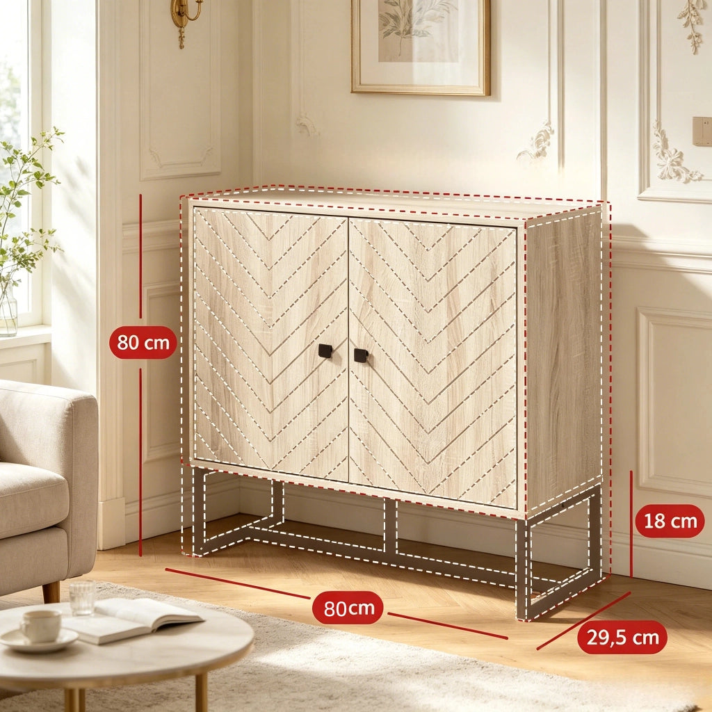 Credenza con ripiani regolabili e ante magnetiche anti-ribaltamento, per soggiorno e ingresso, 80 × 29,5 × 80 cm