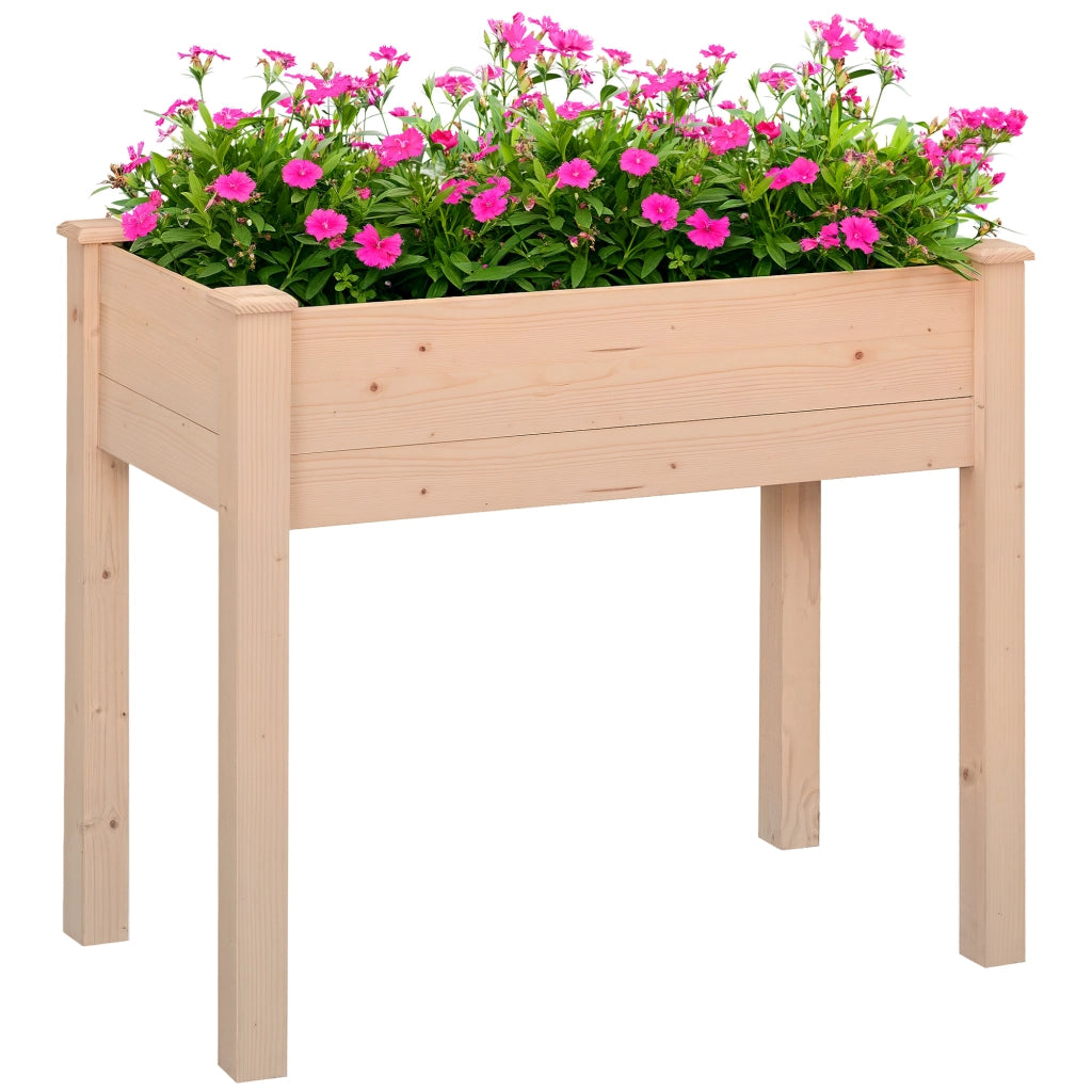Fioriera rialzata in legno naturale ¨C Xylo ¨C 86x46x76 cm con tessuto drenante