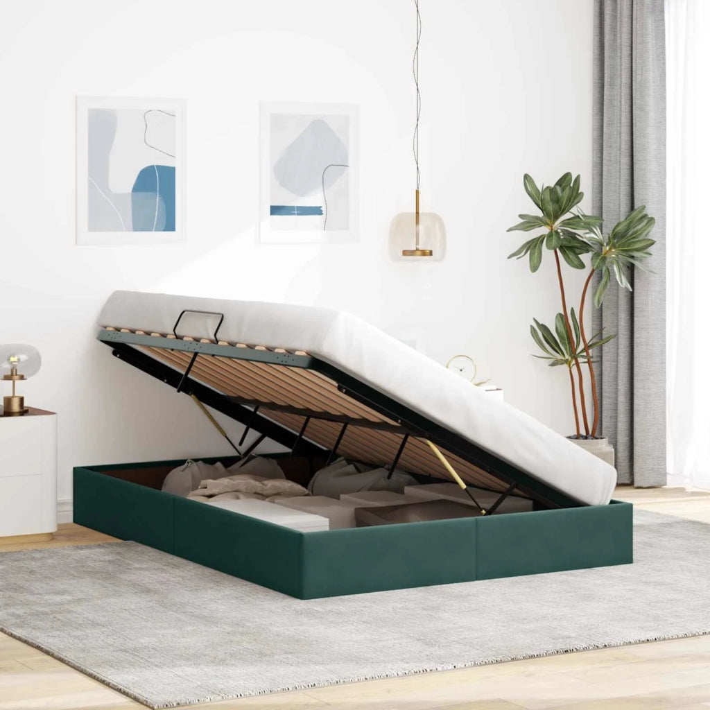 Letto ottomano Verde Scuro 140 x 190 cm Velluto 3442883