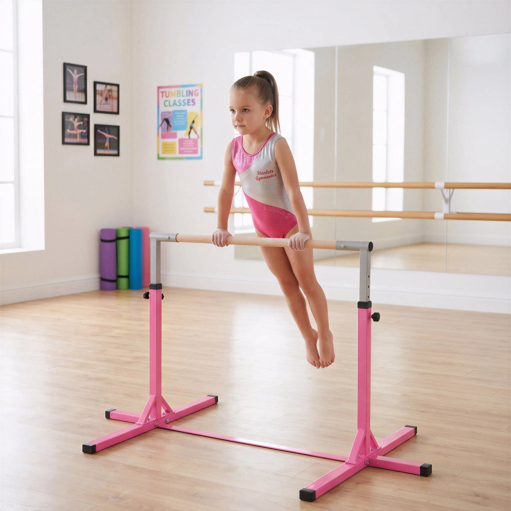 Barre per ginnastica bambini regolabile 92-150 cm ¨C zephmum ¨C rosa 194x121x150 cm