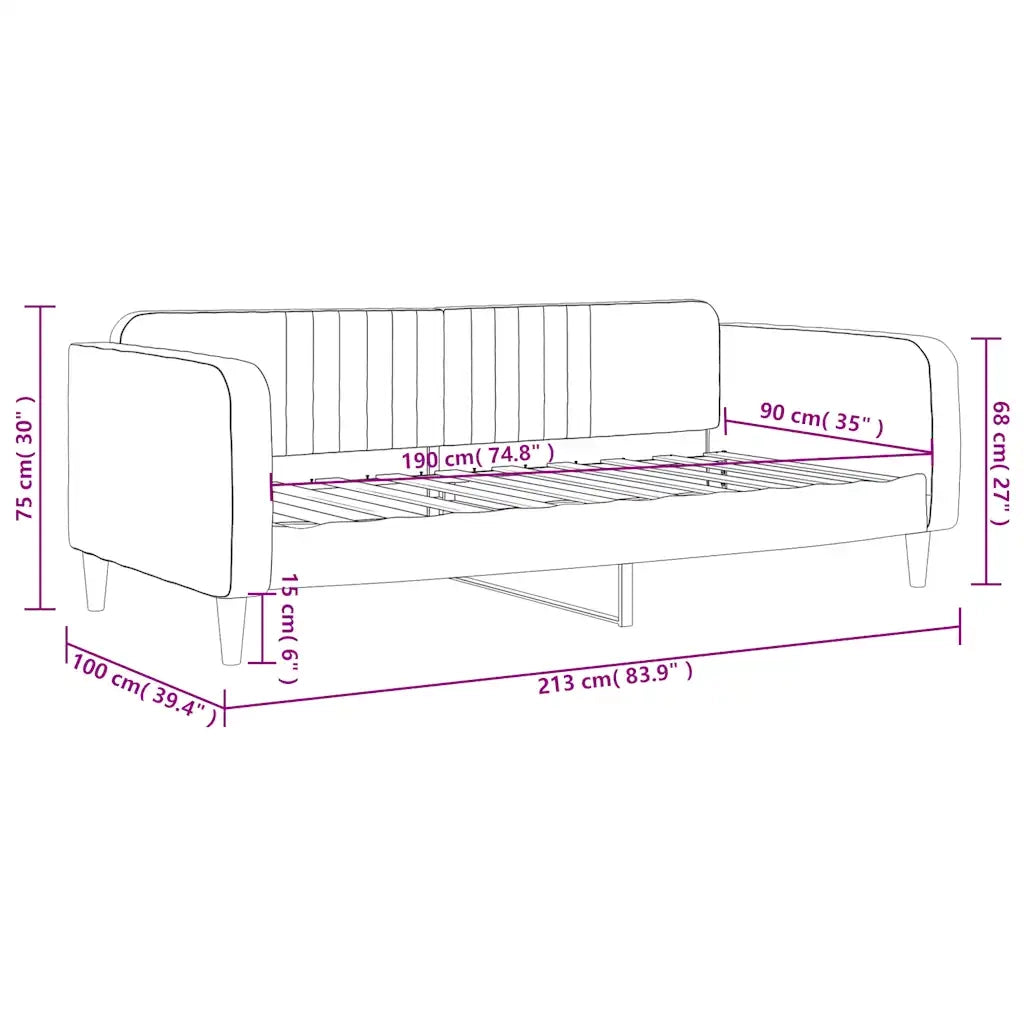 Letto da Giorno Grigio Scuro 90x190 cm in Velluto