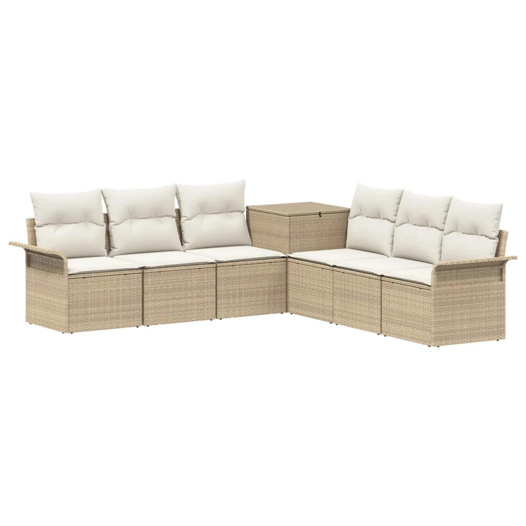 Set di divani 7 pz Beige e Bianco Crema 3448668