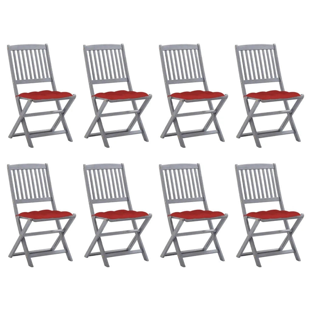 Sedie da Giardino Pieghevoli 8 pz con Cuscini Massello Acacia cod mxl 45248