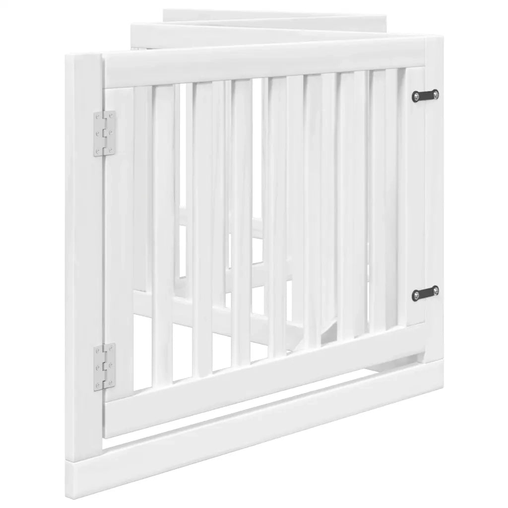 vidaXL Cancello Cani Porta Pieghevole Bianco 4 Pannelli 320 cm Pioppo