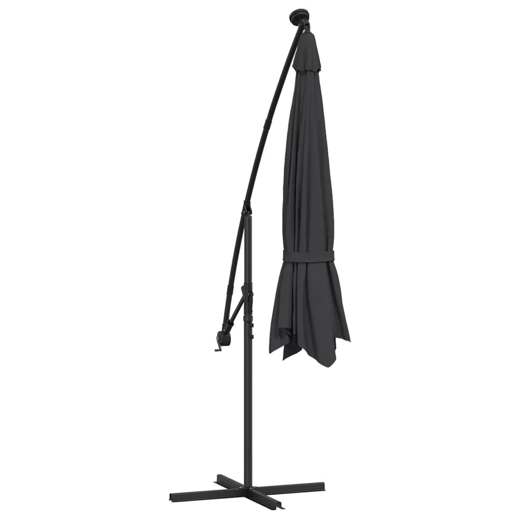 Ombrellone decentrato con luci LED nere 350 cm 02_0008456