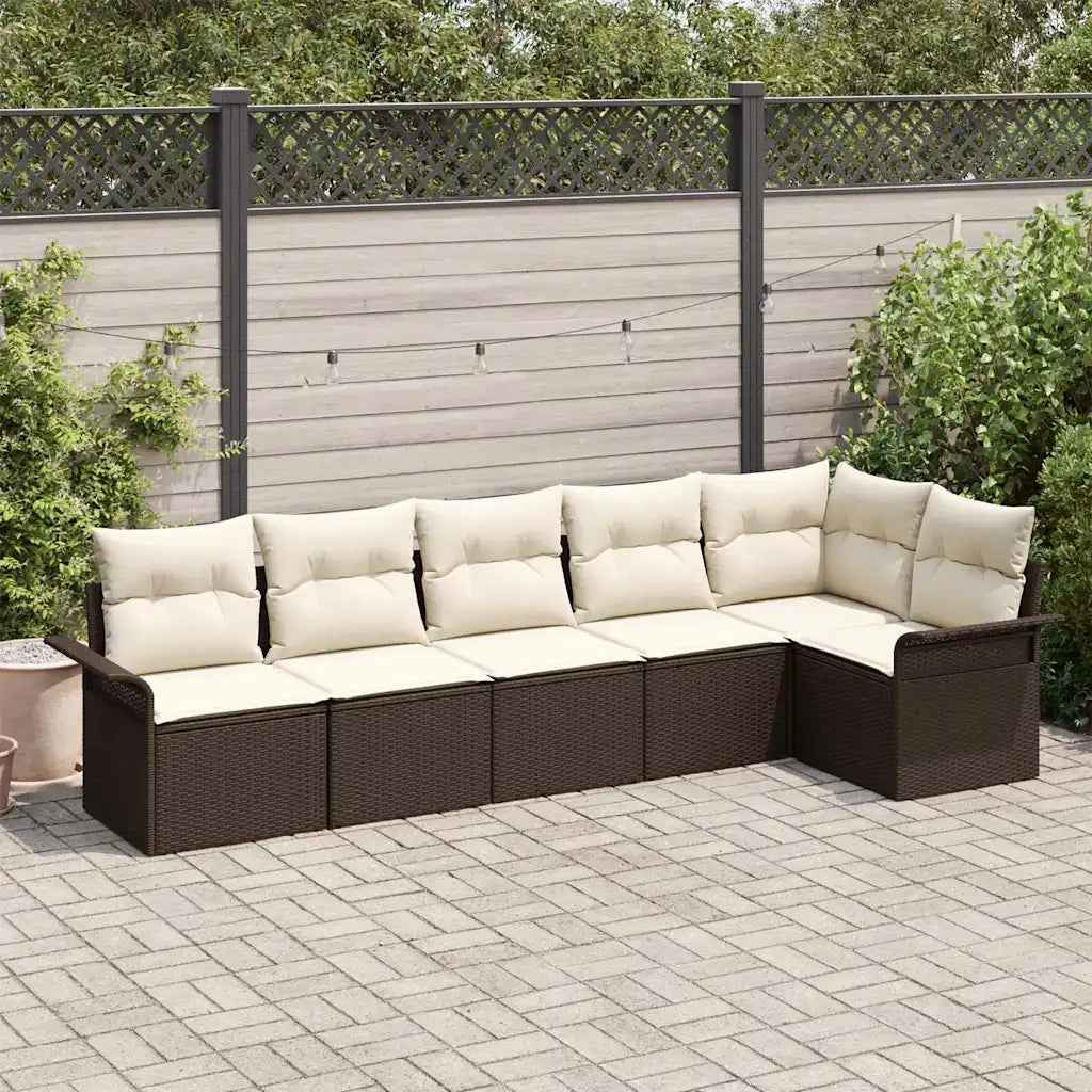 Set Divano da Giardino con cuscino 6 pcs Marrone Poly Rattan 3354047