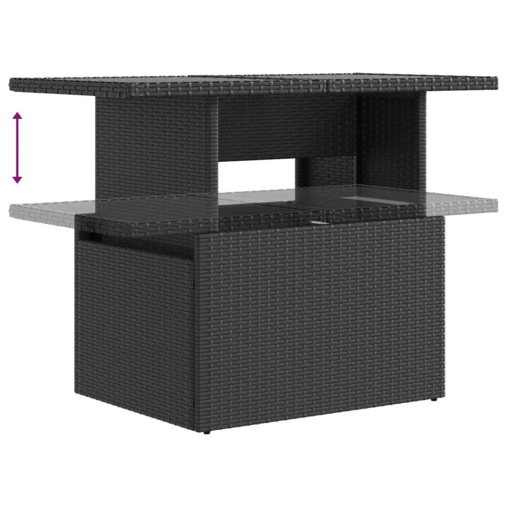 Set da pranzo per esterni 3 pz Nero e Bianco Crema polyrattan 3422402