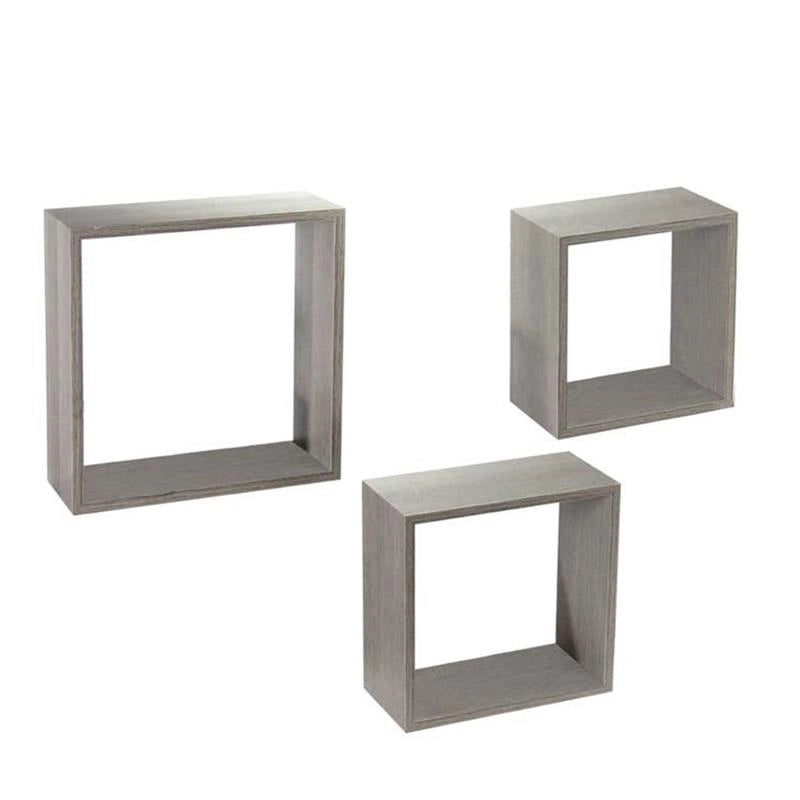SET 3 PENSILI QUADRATI IN LEGNO DA PARETE IN TRE MISURE CON FINITURA OLMO