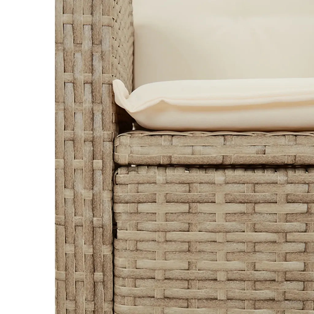 Panchina Reclinabile da Giardino | Panca da Giardino con Cuscini Beige in Polyrattan