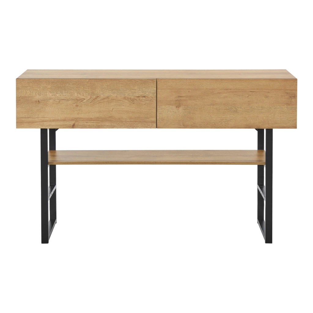 Tavolo Consolle Varberg con Cassetti e Ripiano 75 x 120 x 30 cm - Effetto Rovere [en.casa]