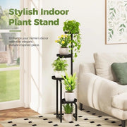 Stand per piante per interni e esterni - 4 strati di supporto angolare in metallo per più piante - Piattaforma per piante resistente e alta capacità per terrazza, giardino, balcone, salotto, camera da letto - Nero