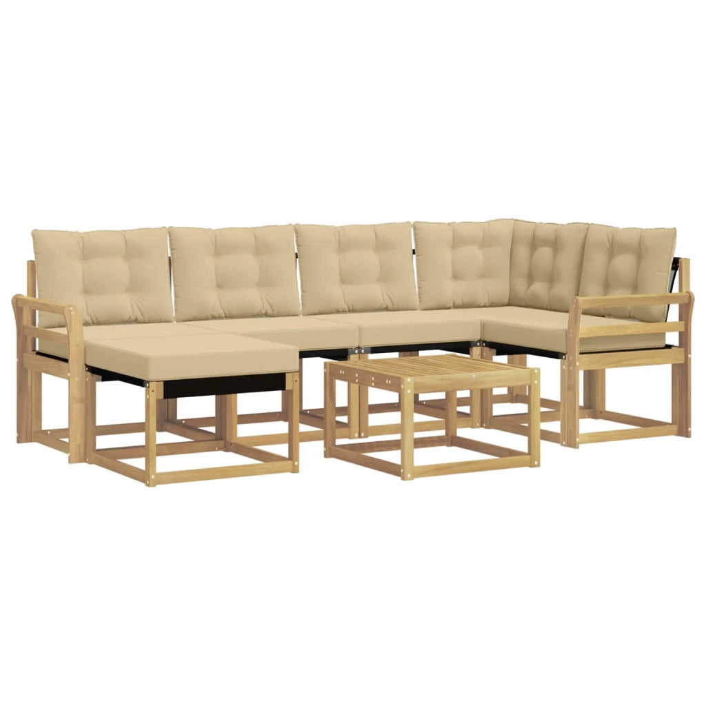 Set di divani da esterno con cuscino 7 pcs Bianco e Beige