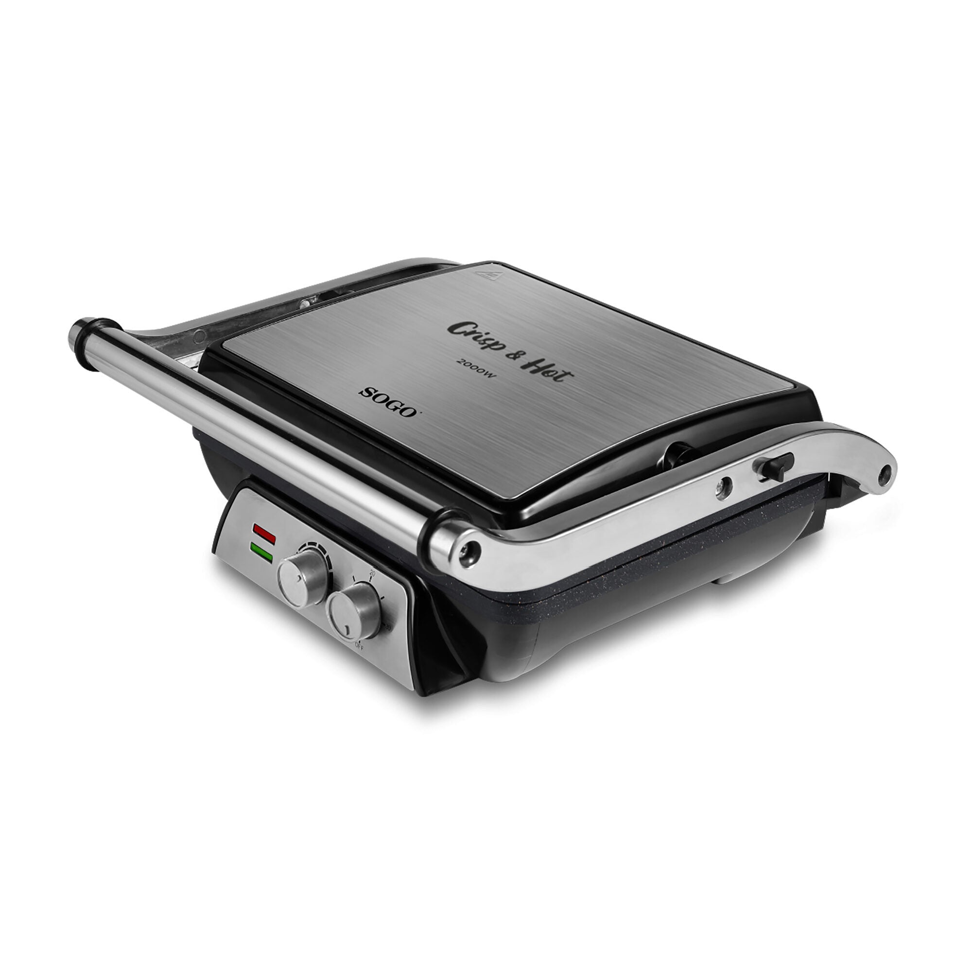 SOGO Griglia Elettrica 4 Porzioni 2000W con Piastre Regolabili, Rivestimento Pietra, Senza PFOA