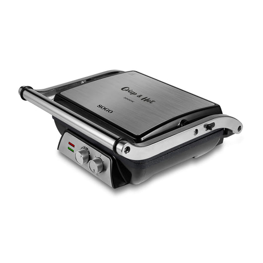 SOGO Griglia Elettrica 4 Porzioni 2000W con Piastre Regolabili, Rivestimento Pietra, Senza PFOA