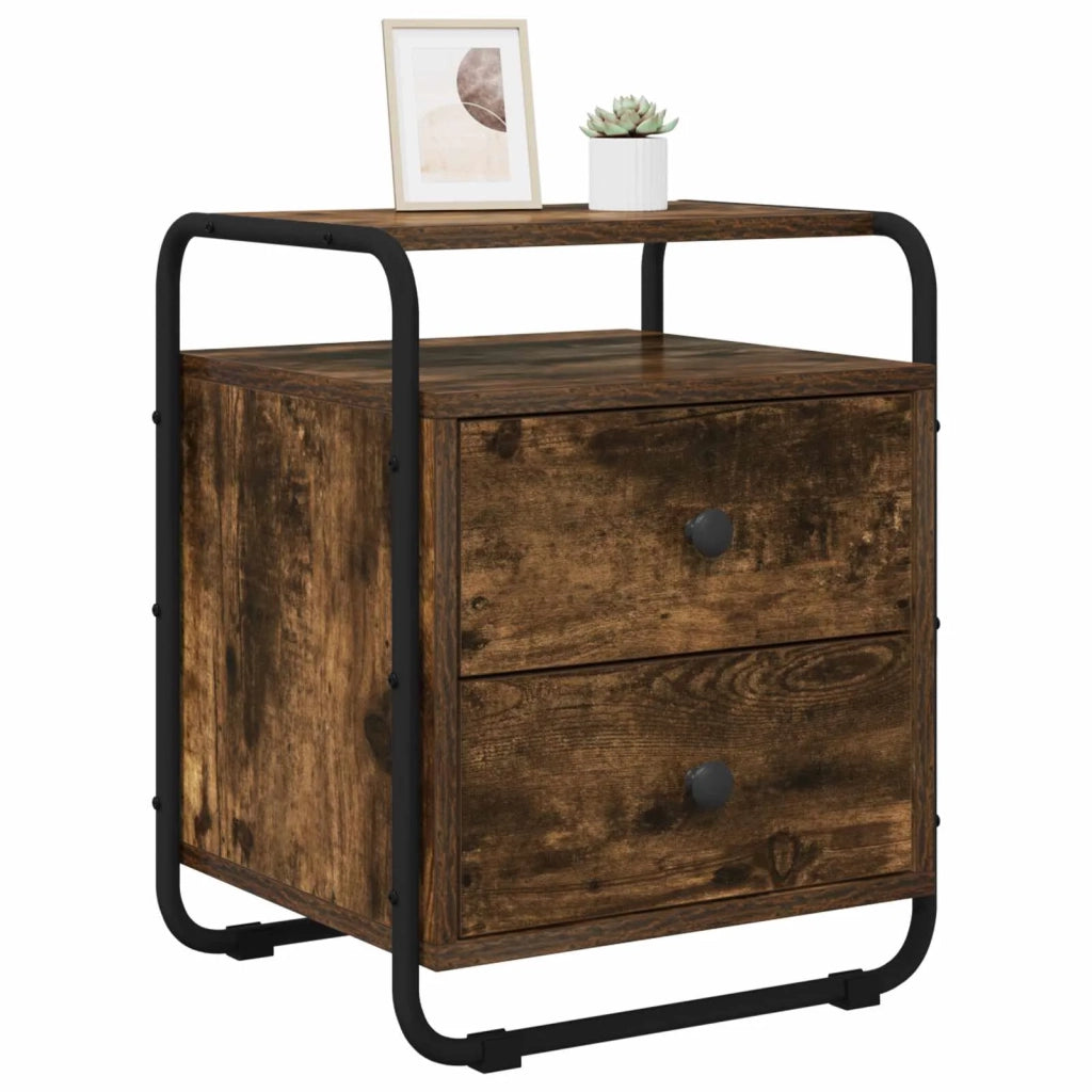 Armadio da Notte 2 pz Rovere Fumo Legno ingegnerizzato 8007628