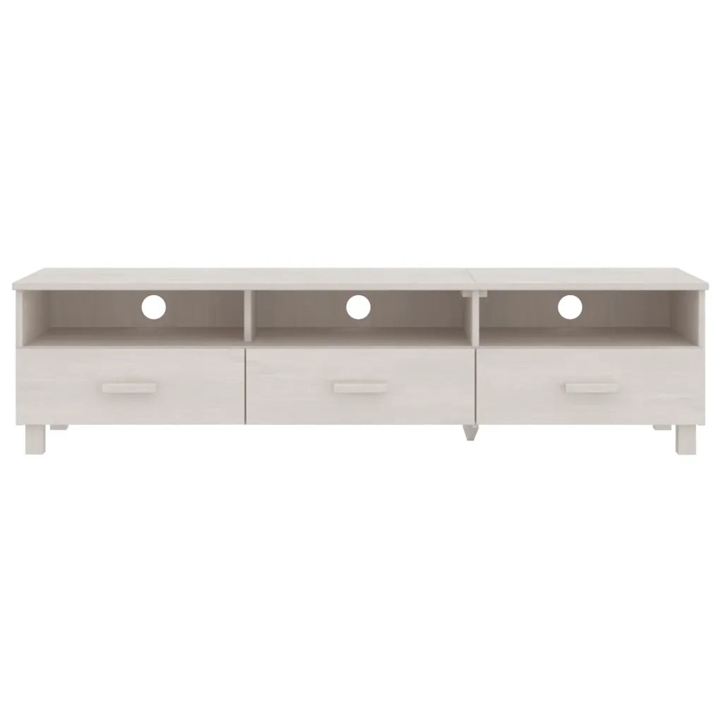 Mobile TV-Credenza TV-Console TV HAMAR Bianco 158x40x40 cm in Legno Massello di Pino