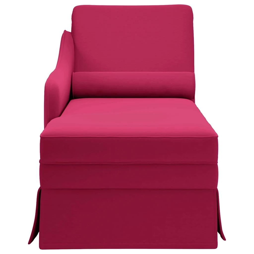 Sdraio con Capezzale e Bracciolo Destro in Velluto Rosso Vino 4009786
