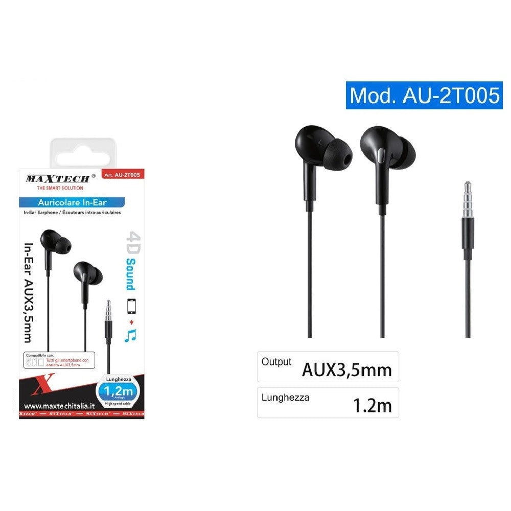 Trade Shop - Auricolari In-ear Cuffie Aux 3.5mm Cavo Alta Velocità 1.2mt Smartphone Au-2t005 -