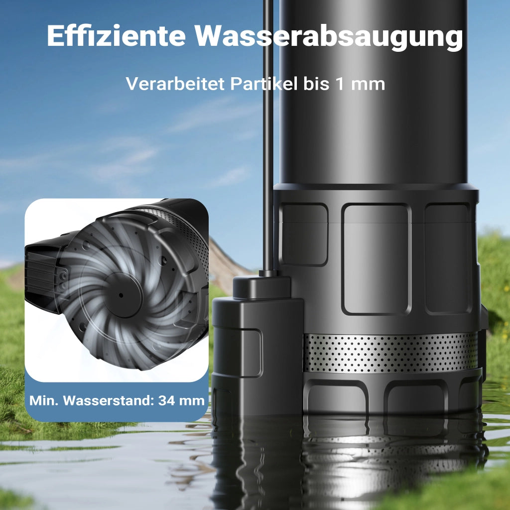 Pompa sommersa, 1200W 6000 l/h, profondità max 7 m, Elettropompa a immersione per pozzi e cisterne