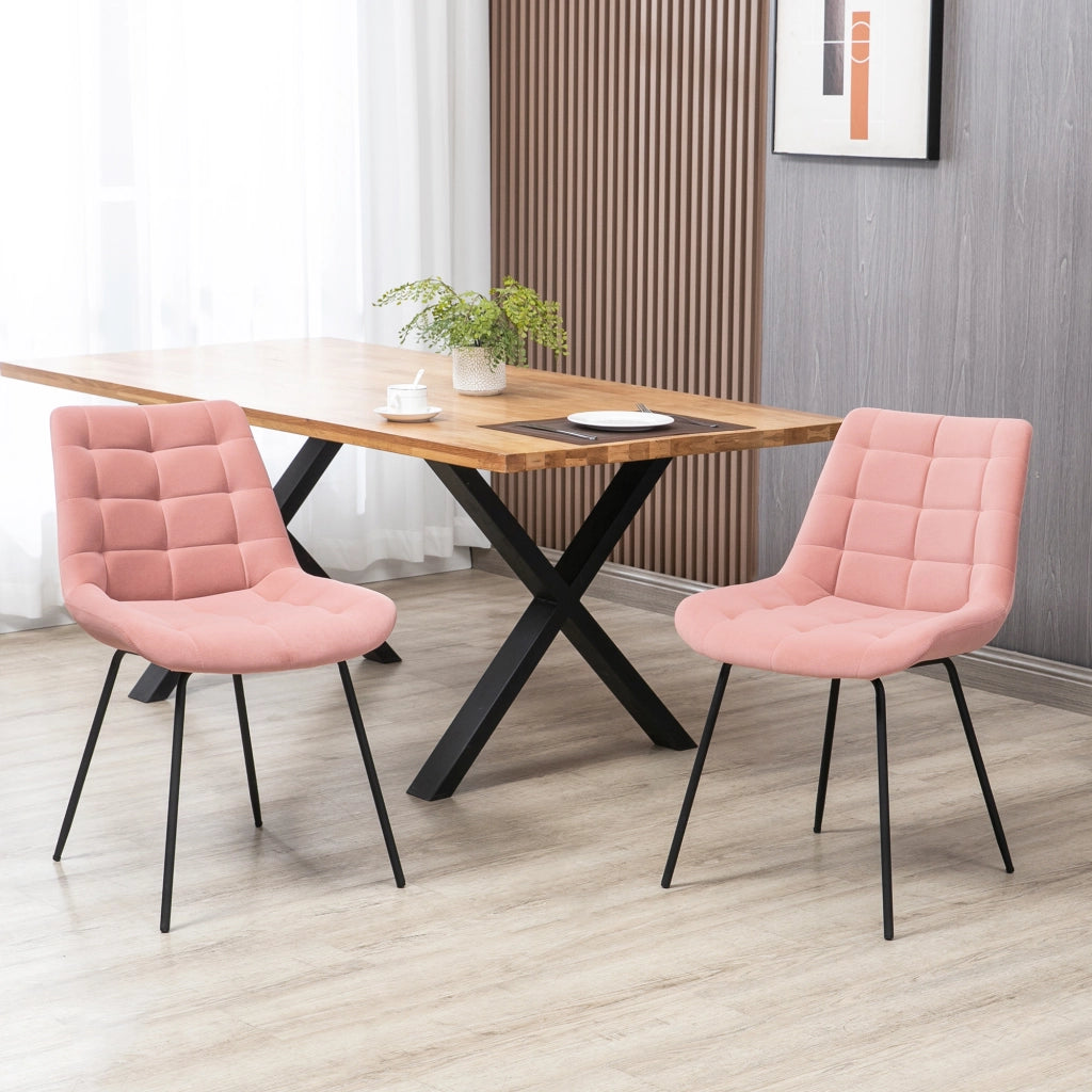 Set 2 Sedie da Pranzo Retr¨° ¨C zephmum ¨C Velluto Rosa 50x61x79 cm