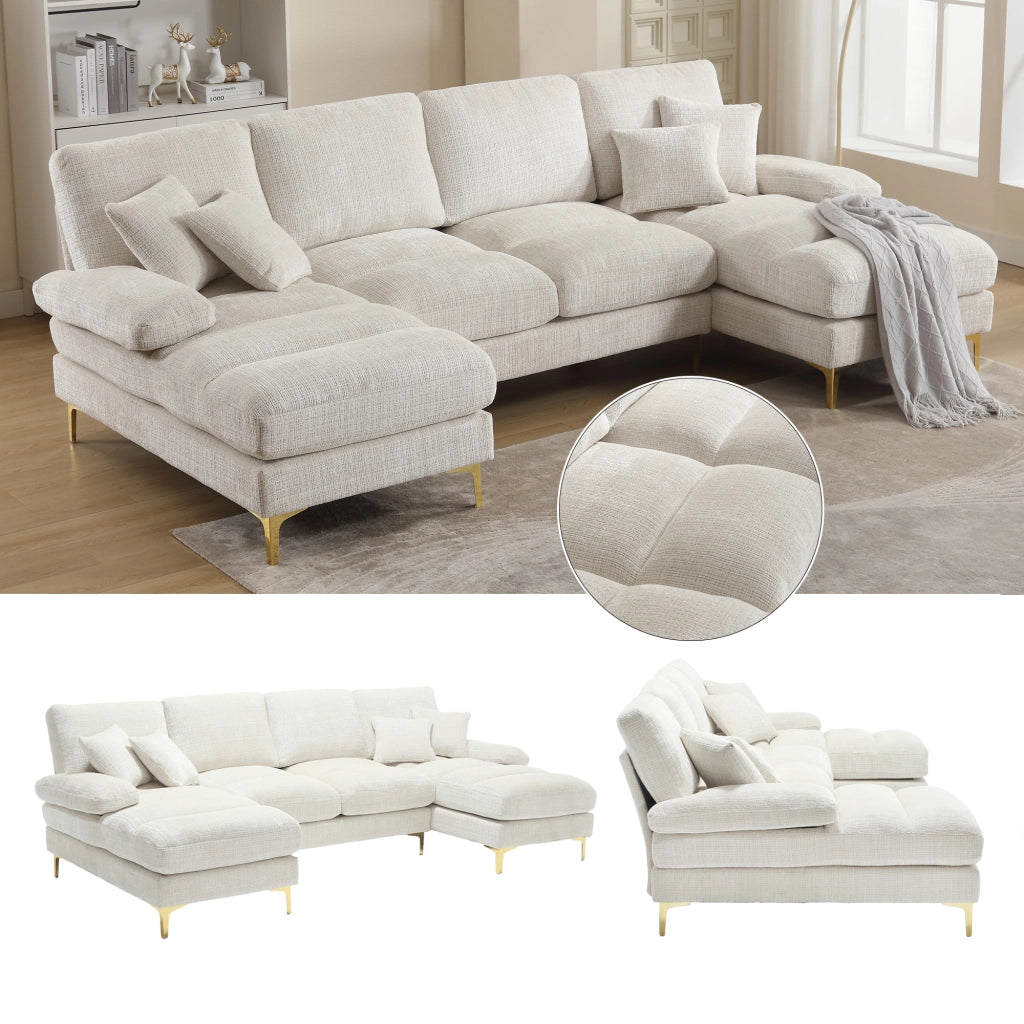 DIVANO U a 2 Chaise 272x136x88 cm Chenille Beige