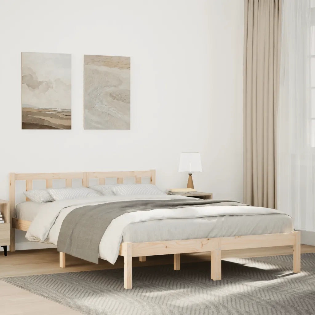 Letto Extra Lungo senza Materasso 140x220cm Legno Massello Pino