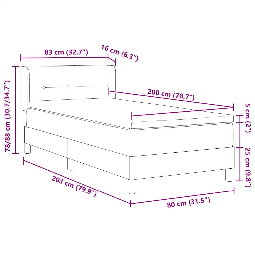 Letto a molle con materasso Grigio scuro 200 x 80 cm Tessuto 3341259