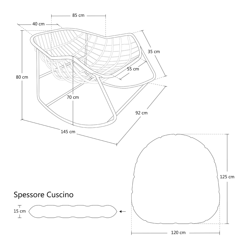 Sedia a dondolo uovo, poltrona dondolo da giardino blu – Dream - SD07DR