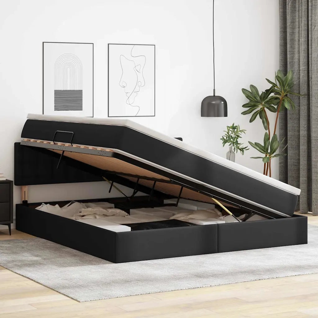 Letto con contenitore e materasso Nero 160 x 200 cm 3370401