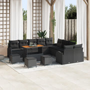 Set di divani da giardino  14 pezzi con cuscini neri in polyrattan