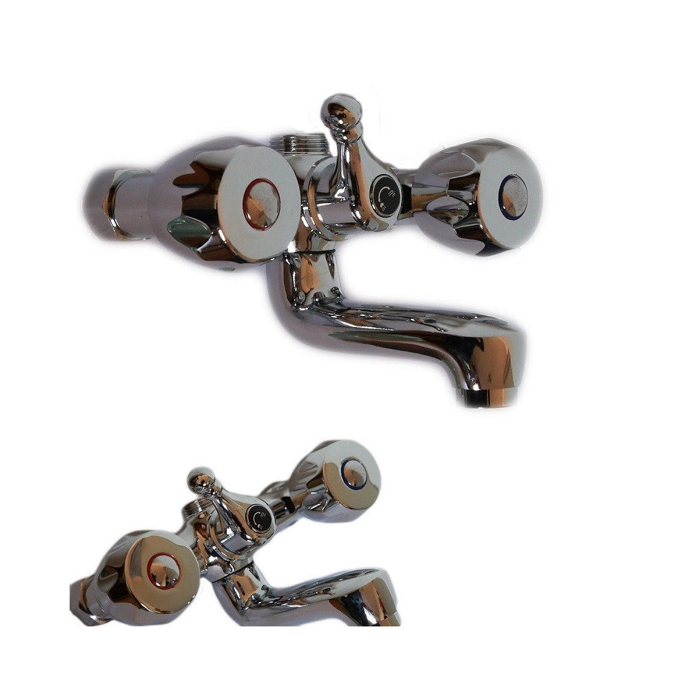 Trade Shop - Rubinetto Miscelatore Vasca Da Bagno Cromato Con Attacco Per Doccia Retro' 66001 -