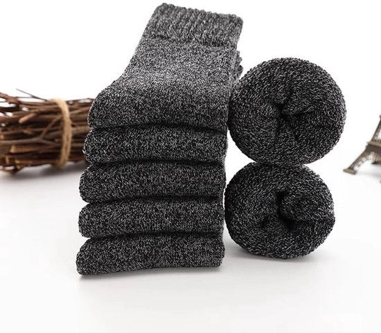 5 paia calze caldi per uomo, calze termiche in pile, regalo invernale per uomo, taglie 37-45, Nero