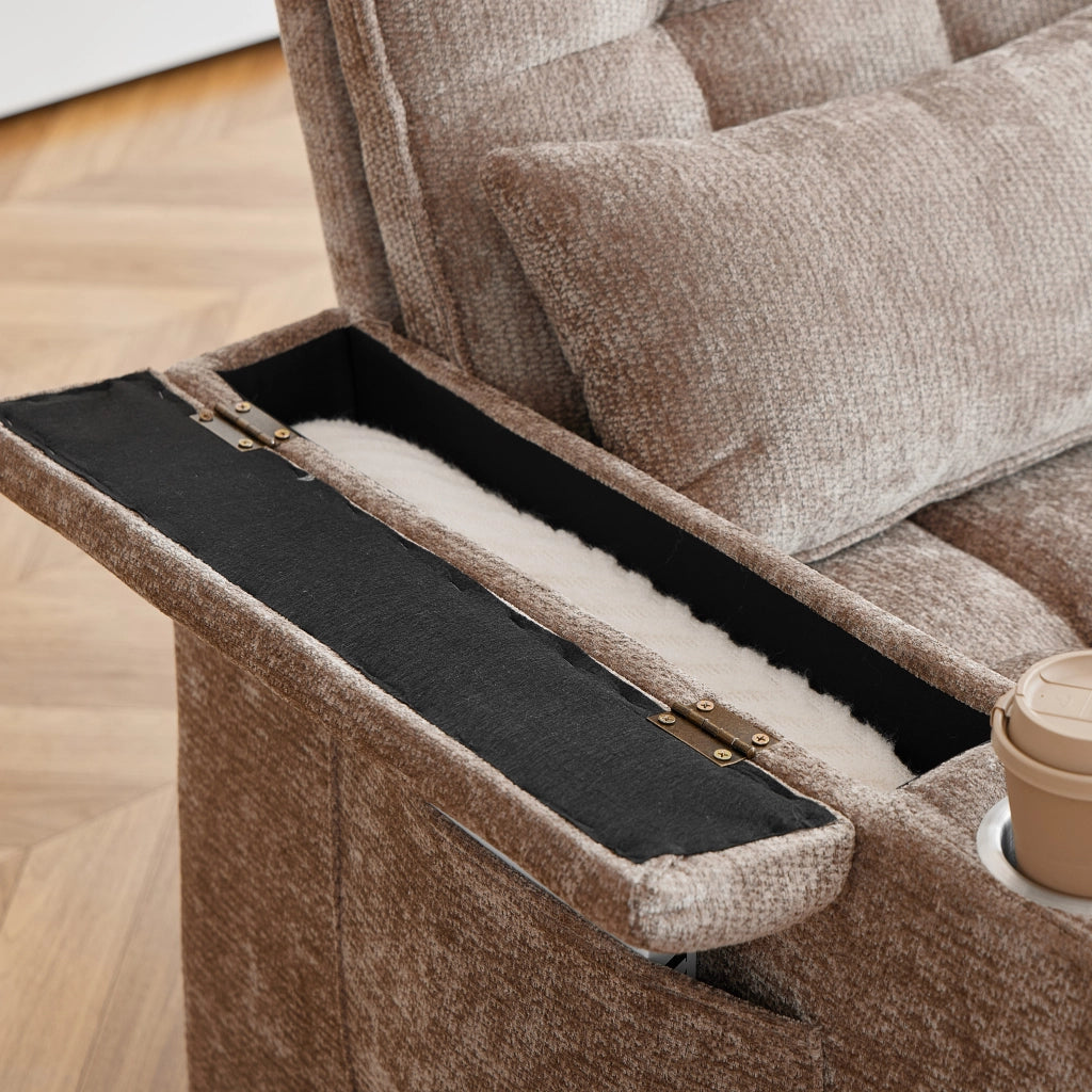 Divano letto 3 in 1 reclinabile in ciniglia marrone