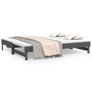Letto da camera | Dormeuse Estraibile Grigia 2x(100x200)cm Legno Massello di Pino